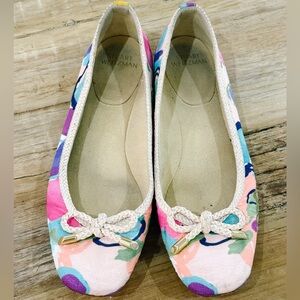 Stuart Weitzman Floral Multicolor Floral Braided Bow Ballet Flats 8.5